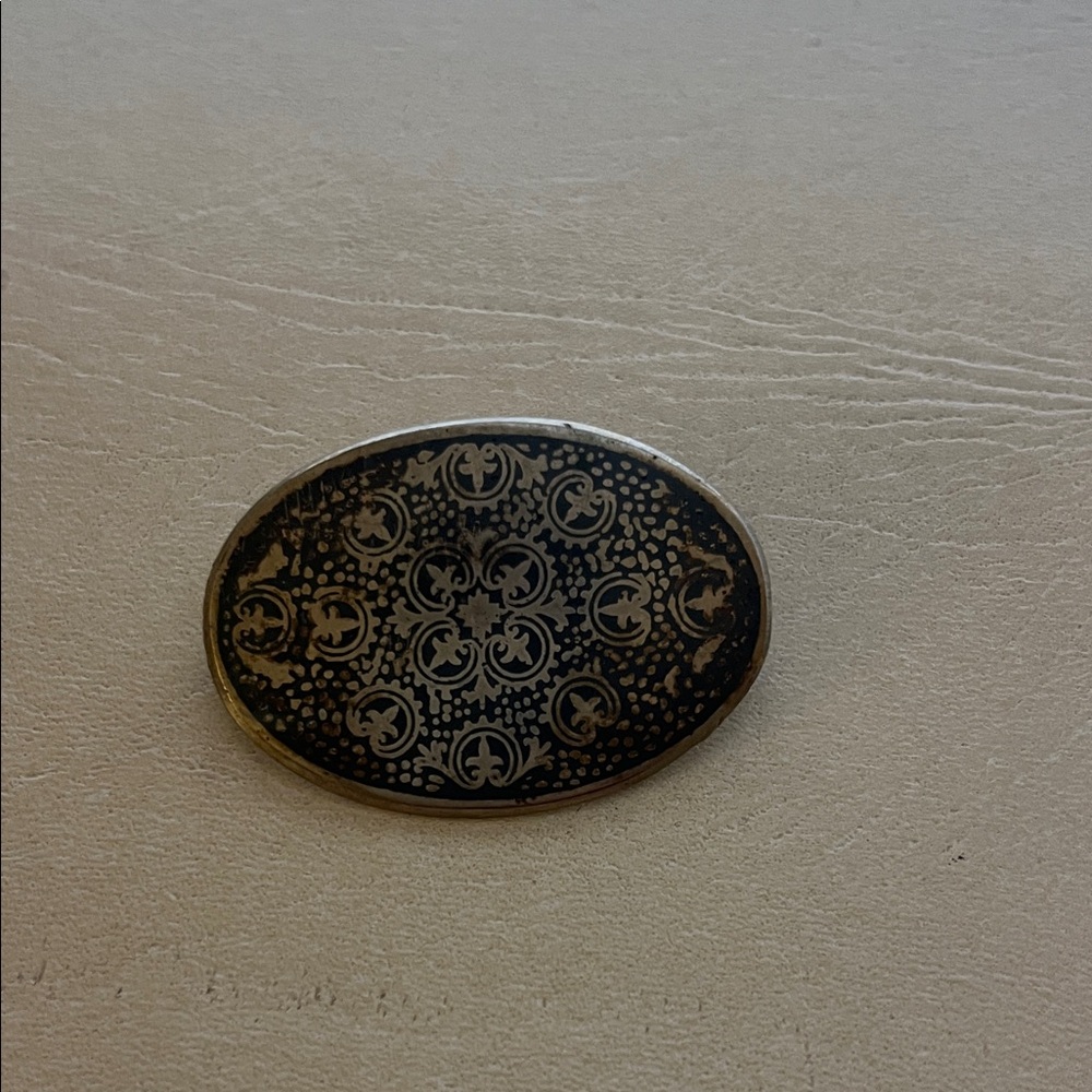 Oval Niello Brooch - image 1
